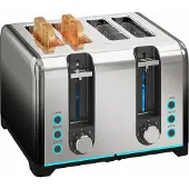 HOMCOM Toaster-Stahl-26,4L x 15,6B x 18,9H cm-Schwarz