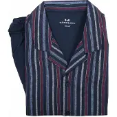 Götzburg Pyjama Flanel | Bordeaux Blauw Gestreept - blauw