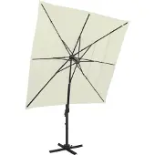 vidaXL Parasol 4-laags met aluminium paal 250x250 cm zandkleurig