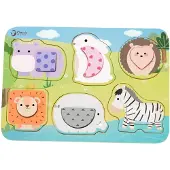 Classic World Puzzelblokken Puzzel voor kinderen Dieren Match Leren Kleurvormen 6 st.