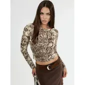Busem Slangenprint Boot Hals Crop Blouse