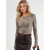 Busem Slim Fit Bootneck Luipaardprint Blouse