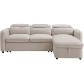 Vente-unique Omkeerbare hoekslaapbank in beige stof MANUKO