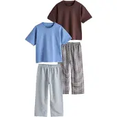 Next Nachtkledij blauw / chocoladebruin / grijs / wit
