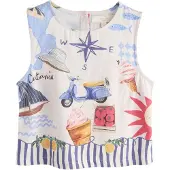 Next Top lichtblauw / oranje / rood / offwhite