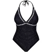 JOOP! Badpak ' Polka Dots ' zwart / wit