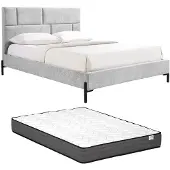Vente-unique Bedframe stof lichtgrijs 160 x 200 cm NOULAVO