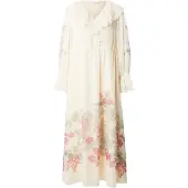 Comma Jurk lichtbeige / pasteelgeel / pastelgroen / watermeloen rood