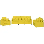 vidaXL 3-delige Loungeset met kussens stof lichtgeel