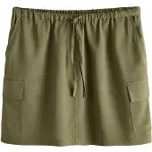 Next - Dames - Minirok met elastische taille, zakken en linnen - Groen