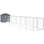 vidaXL Hondenhok met dak 117x813x123 cm gegalvaniseerd staal antraciet