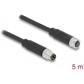 DeLOCK M8 3 pin Cable A-coded male to female PUR (TPU) 5 m