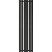 LuxeBath paneelradiator Stella middenaansluiting verticaal 480x1600 mm zwart mat incl. aansluitset met thermostaat hoekvorm wandaansluiting chroom, vlakke badkamer radiator enkellaagse verwarming