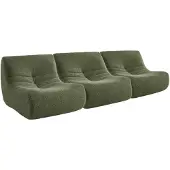 Sweeek Fauteuils alpaca effect stof Sokol 1 zitplaats (set van 3) Kaki