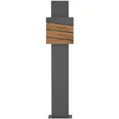 ML-Design Staande brievenbus met krantenvak 37x36,5x11 cm antraciet/houtlook van staal ML design, modern diagonaal ontwerp, stahoogte 120/170 cm antraciet