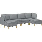 vidaXL Modulaire bankset met opslag 6 st Lichtgrijs Stof