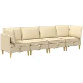 vidaXL Modulaire Sofa Set met Opslag 4 st Crèmekleurig Stof