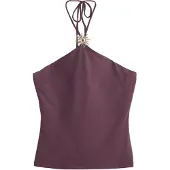 Next - Dames - Zacht aanvoelende, slinky mouwloze haltertop met metalen details - Rood