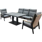 AVH-Collectie Alzano stoel bank lounge diningset 4 delig verstelbaar antraciet aluminium