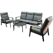 AVH-Collectie Alzano stoel bank loungeset 5 delig verstelbaar antraciet aluminium