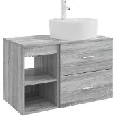 vidaXL Badkamerkast set, 2 stuks, grijs Sonoma, houtfineer