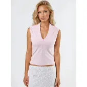 Busem V-hals Mouwloze Drapé Blouse