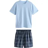 Next Pyjama kort lichtblauw / donkerblauw