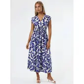 Busem Florale V-hals Midi-jurk met Strikdetails