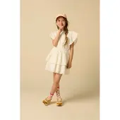 Sissy-Boy Witte jurk met embroidery | Maat: 110-116