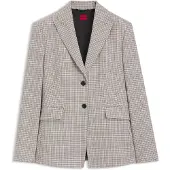HUGO regular fit lange blazer van katoenmix met klepzakken