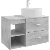 vidaXL Badkameraccessoireset, 2 stuks, betonkleur, houtvezel