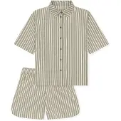 Schiesser Pyjama ' Selected Premium ' beige / olijfgroen / offwhite