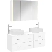 vidaXL Badkamermeubel Set 4 st Wit Bewerkt hout en glas