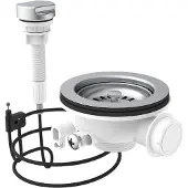 Kirchhoff Kunststof korfventiel bowdenkabel, 1 1/2" ET, RVS ventielbeker & zeef Ø114 mm, met 1" overloopaansluiting - 98835440