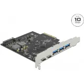 DeLOCK PCI Express x4 Card to 2 x USB Type-C + 3 x USB Type-A - SuperSpeed USB 10 Gbps