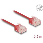DeLOCK RJ45 Network Cable Cat.6 UTP Ultra Slim 0.5 m red with short plugs