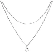 Karma Dubbele Ketting Figaro Single Zirconia Zilver