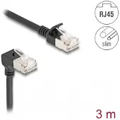 DeLOCK - Netwerkkabel - RJ-45 (M) naar afgeschuinde RJ-45 (M) - 3 meter - 4,5 mm - S/FTP - CAT 6a - halogenvrij, zonder haak - zwart