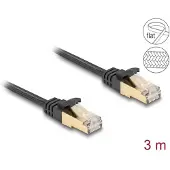 DeLOCK RJ45 Flat Network Cable with braided jacket Cat.6A U/FTP plug to plug 3 m black