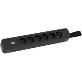 Bachmann PRIMO 2, 6-voudige stekkerdoos, 2,0 meter, CEE7/7, zwart, 2 meter