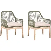 Beliani OLBIA - Tuinstoel set van 2 - Olijfgroen/Beige - Acaciahout