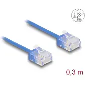 DeLOCK RJ45 Network Cable Cat.6 UTP Ultra Slim 0.3 m blue with short plugs