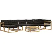 vidaXL Buiten bank set 8 st Wit en zwart Massief Acacia Hout
