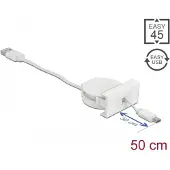 DeLOCK Easy 45 Module USB 2.0 Retractable Cable USB Type-A to EASY-USB Type Micro-B white