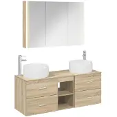 vidaXL Badkamermeubel Set 4 st Sonoma Eiken Bewerkt hout en glas