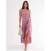 Busem Paisleyprint Maxi-jurk met Vierkante Kraag