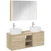 vidaXL Badkamermeubel Set 4 st Sonoma Eiken Bewerkt hout en glas