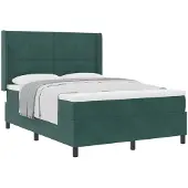 vidaXL Boxspring bed met hoofdeinde Donkergroen 140 x 190 cm Fluweel