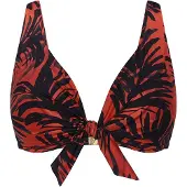 Triumph Swimwear Bikinitop ' Red Label Summer Palm ' bruin / donkeroranje / zwart