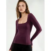 Busem Aangepaste Blouse met Lange Mouwen en Vierkante Kraag